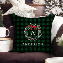 Almofada Guirlanda de Natal Rústica Personalizada Xadrez de