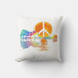 Almofada Guitar-lago Shadow Peace Love Guitar Hippie