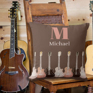 Almofada Guitarista Monograma Guitares Brown