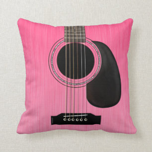 Almofada Guitarra acústica cor-de-rosa