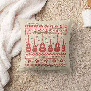 Almofada Guitarra acústica de suéter de Natal feia
