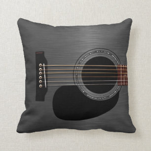 Almofada Guitarra acústica preta da cinza