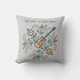 Almofada Guitarra Boho Rock’n’Roll com flores