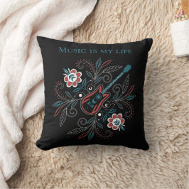 Almofada Guitarra Boho Rock’n’Roll com flores