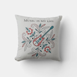 Almofada Guitarra Boho Rock’n’Roll com flores