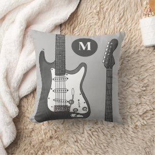 Almofada Guitarra elétrica personalizada preta e branca