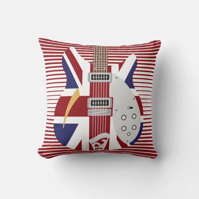 Almofada Guitarra Mod Brit Pop art Union Jack (Frente)