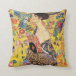 Almofada Gustav Klimt Lady com ventilador<br><div class="desc">Gustav Klimt Lady com ventilador</div>