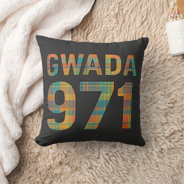 Almofada GWADA 971 Madras Vibrant – Fierté Guadeloupéenne (Cobertor)
