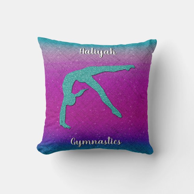 Almofada Gymnastics Girl Turquoise Magenta Ombre (Frente)