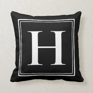 Almofada H Modelo de Monograma Branco preto