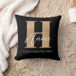 Almofada H & Name Iniciais Modernos Monogramados Personaliz