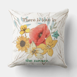 Almofada Há amor na natureza aquarela floral fofo