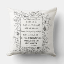 Habakkuk 3:17-18 Bíblia Verse Floral Line Art