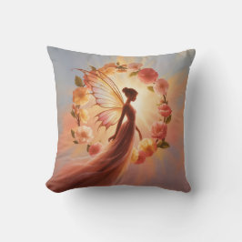 Almofada Hada luminosa rodeada de flores – Ilustración mági