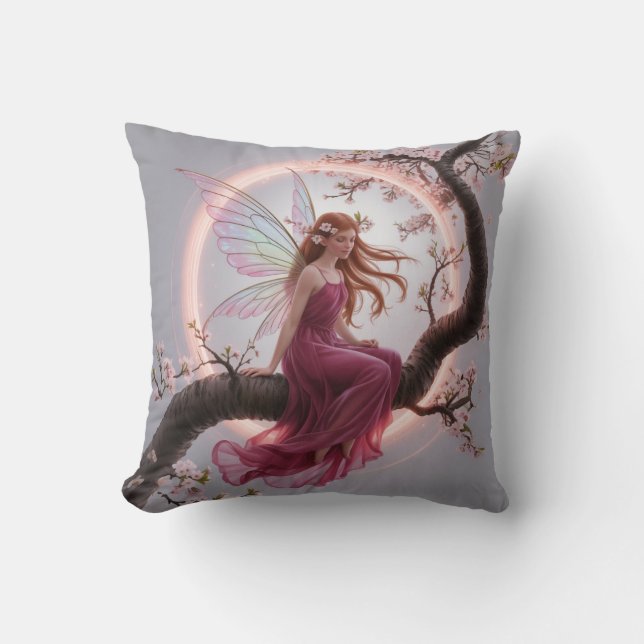 Almofada Hada mágica entre flores de cerezo – Ilustración d (Frente)