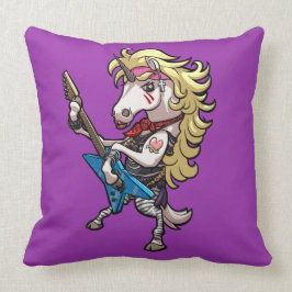 Almofada Hair Metal Glam Unicorn com Star Guitar Cartoon
