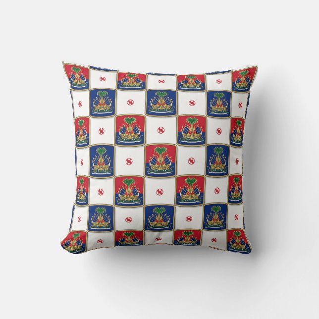 Almofada Haiti Coat of Arms Checkerboard Pattern — Haitian  (Frente)