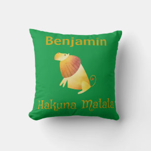 Almofada Hakuna Matata — Leão Africano Verde e Dourado