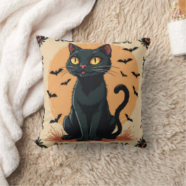 ALMOFADA HALLOWEEN BLACK CAT COM BATS