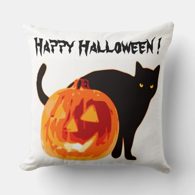 ALMOFADA HALLOWEEN BLACK CAT E PUMPKIN (Frente)