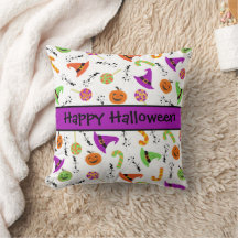 Halloween Candies Pumpkins Witch Hats Pattern That