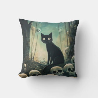 Almofada Halloween Cat and Skulls