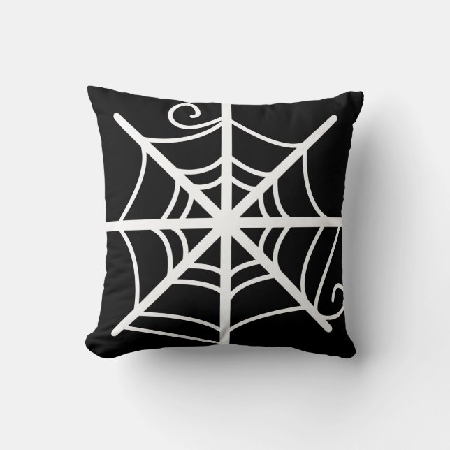 Almofada Halloween de aranha, preto e branco (Frente)