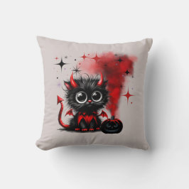 Almofada Halloween De Gatinho De Olhos Largos, Vermelho-Pre