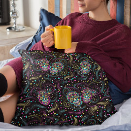 Almofada Halloween de Skulls abstrato Coloridos