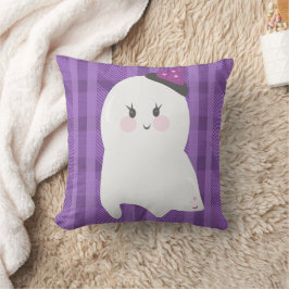 Almofada Halloween de Xadrez Roxo do Fantasma