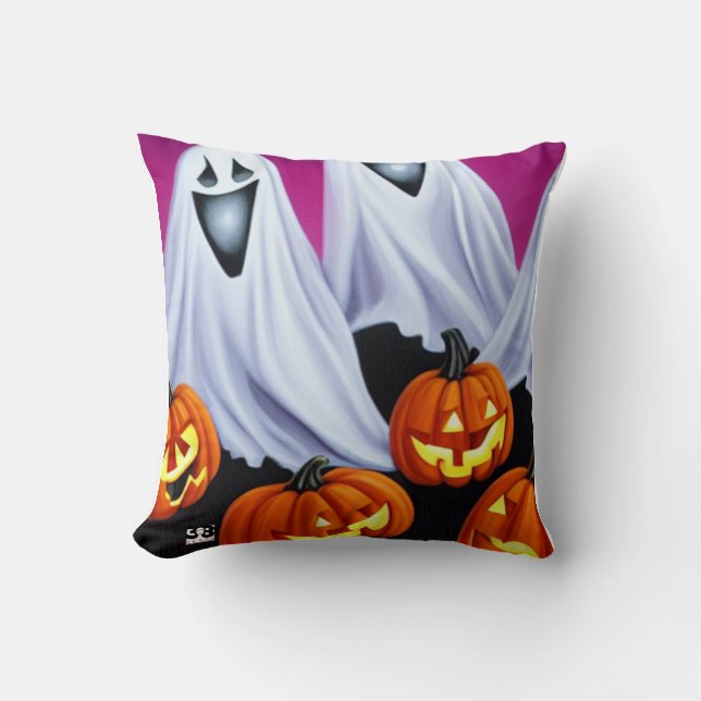 Almofada Halloween Fantasmas e Pumpkins (Frente)