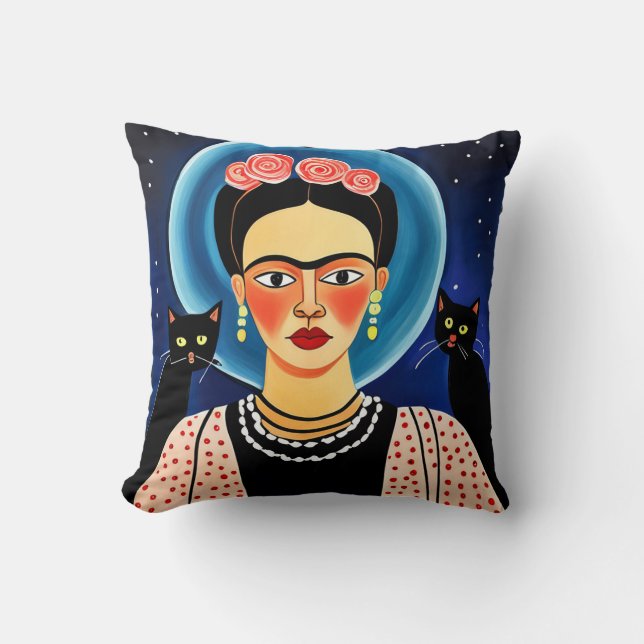 Almofada Halloween Frida e Black Cats (Frente)