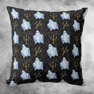 Almofada Halloween Ghost, Cobwebs e Candelabra Gothic Black