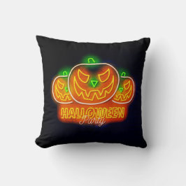 Almofada Halloween Neon Glow Olha Pumpkin Laranja Verde