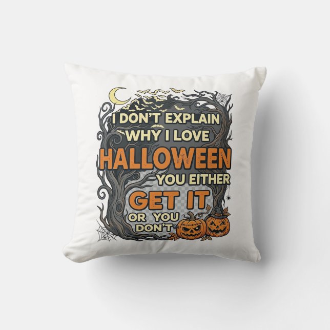 Almofada Halloween Pegue-o Árvore Abóbora Morcegos Teia de  (Frente)