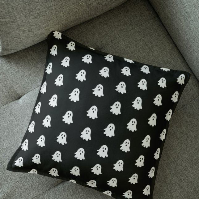 Almofada Halloween Playful White Ghost Black Festive  (Criador carregado)