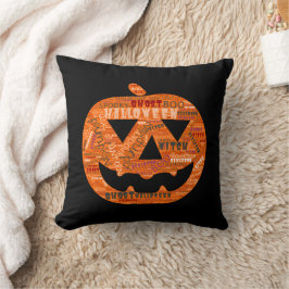 Almofada Halloween Pumpkin Jack-o'-Lanterna Palavra Negra