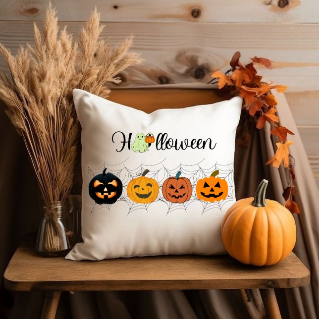 Almofada halloween pumpkin, white, Halloween gift (Pillow Halloween)