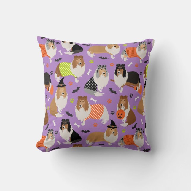 Almofada Halloween Rough Collie Travesseiro decorativo (Frente)