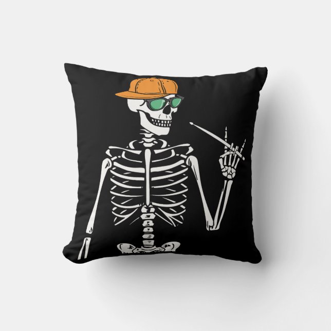 Almofada Halloween Skeleton Rock Hand Jogando Tambores (Frente)