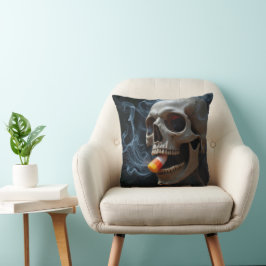 Almofada Halloween Skull Biting Candy Corn