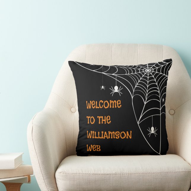 Almofada Halloween Spider Web Bem-vindo (Criador carregado)