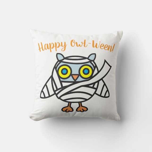 Almofada Halloween Travesseiro decorativo Owl Mummy (Frente)