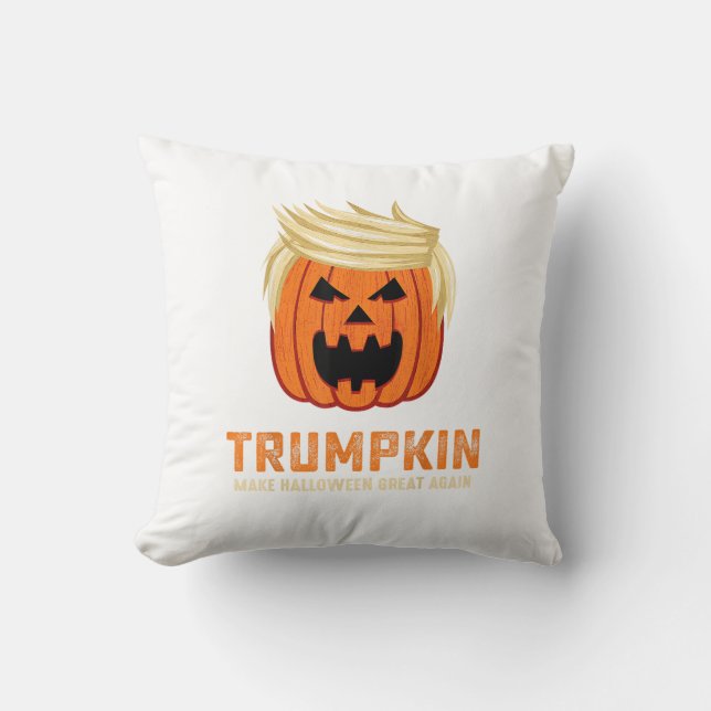 Almofada Halloween Trumpkin Engraçado - Slogan Parody Spook (Frente)
