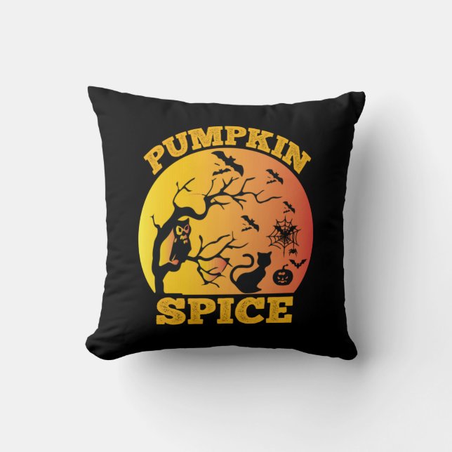 Almofada Halloween Vintage Pumpkin Spice Aniversário (Frente)