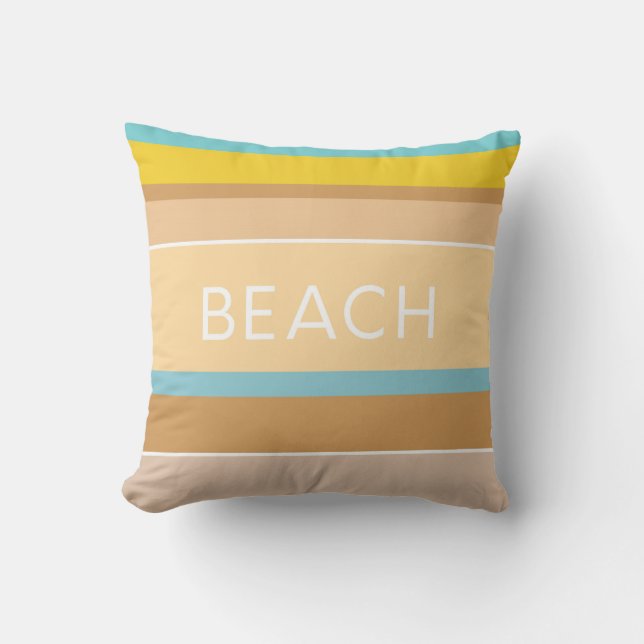 Almofada Hamptons Beach House Sand Sea and Sun Striped (Frente)