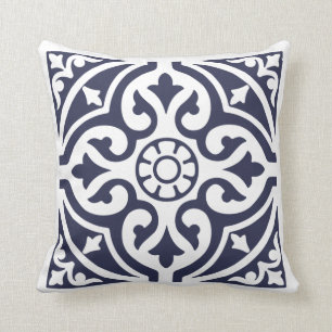 Almofada Hamptons Style Blue e White Azulejo marroquino
