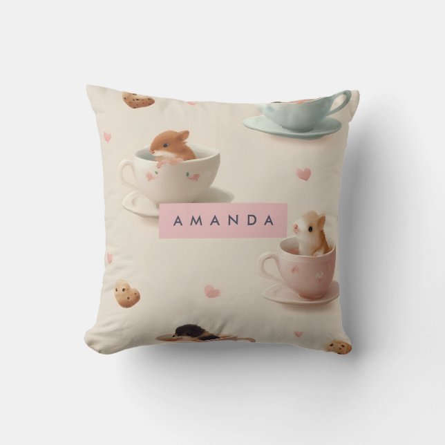 Almofada Hamster Adorável Personalizado no Padrão do Teacup (Frente)
