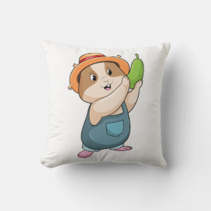Almofada Hamster como fazendeiro com abobrinha